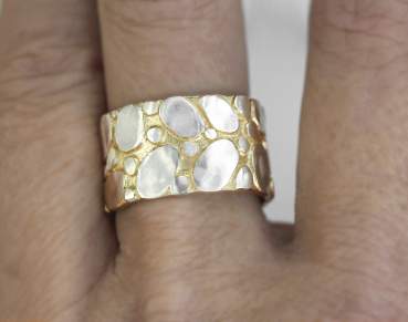 GOLDEN SHORES. Silver and gold sterling ring